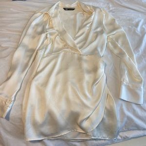 zara long sleeve satin mini dress